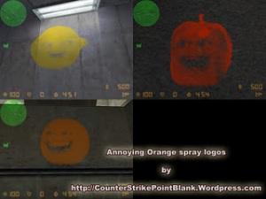 Annoying Orange spray logos